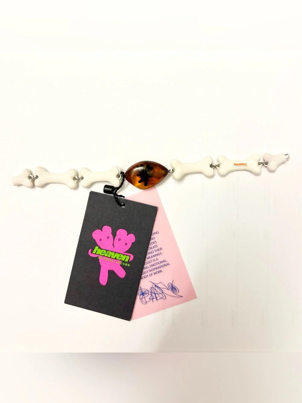 Heaven by Marc Jacobs x Bladee White Bone Link & Amber Stone Bracelet NWT